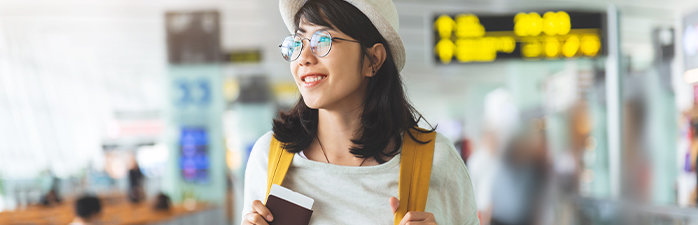 Woman smiling in airport